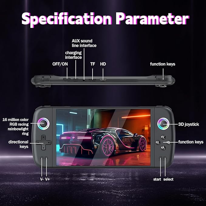 M27 Retro Handheld Console, 7 inch screen, 30,000+ games